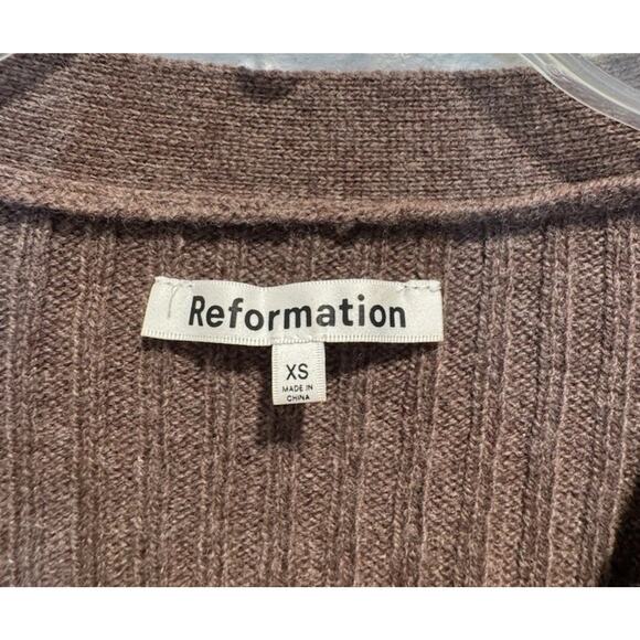 Reformation Trieste Regenerative Merino Wool Cardigan Women’s Size XS Brown - Picture 4 of 7